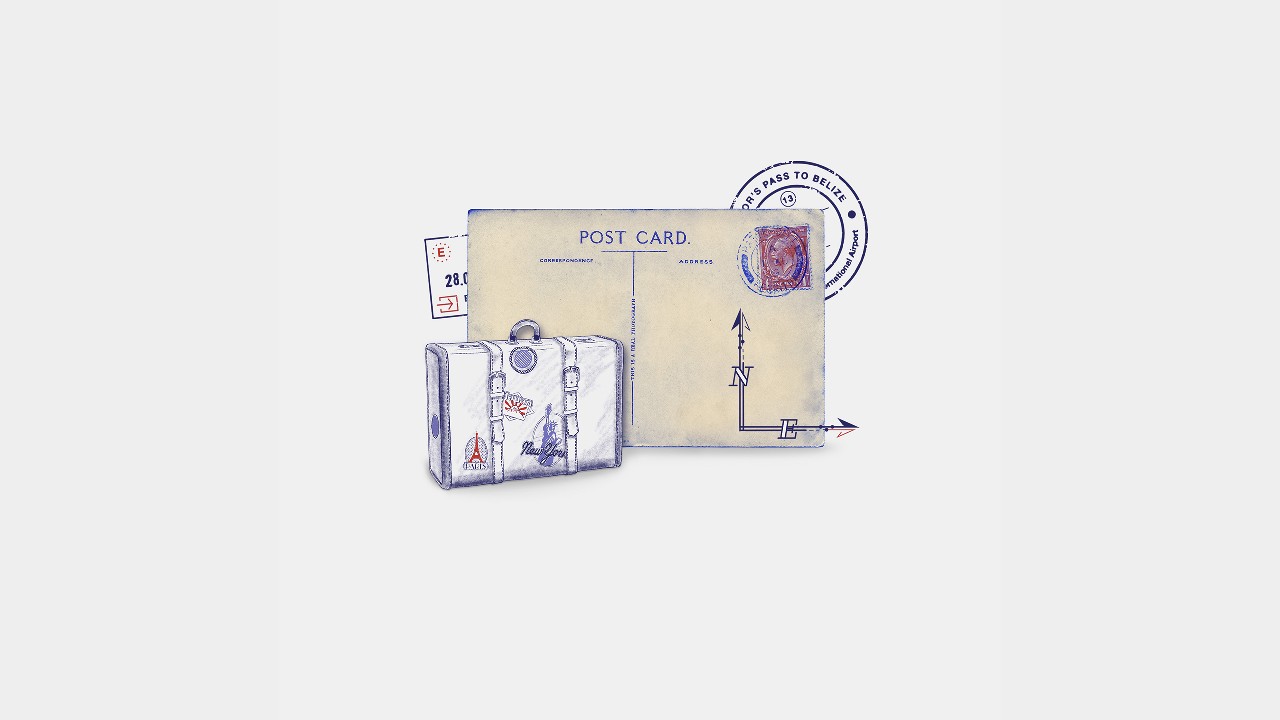 Postcard and suitcase; image used for HSBC Vietnam Premier Platinum Debit Card page
