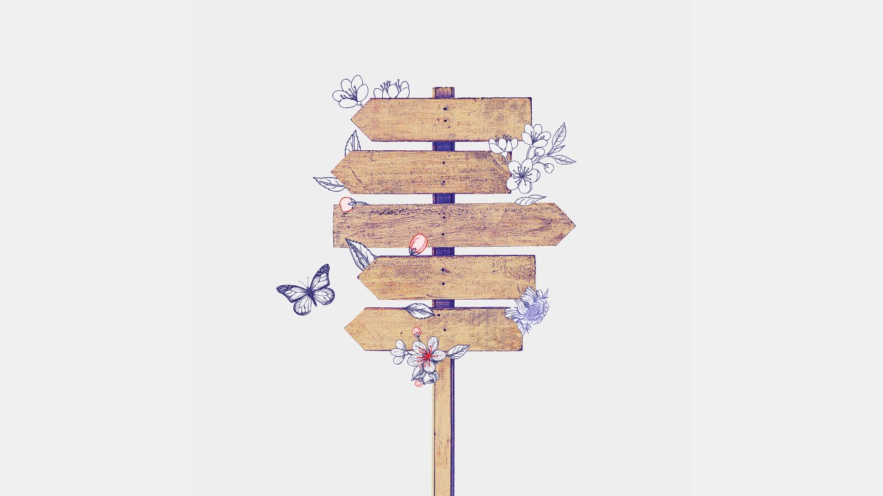 Wooden direction sign