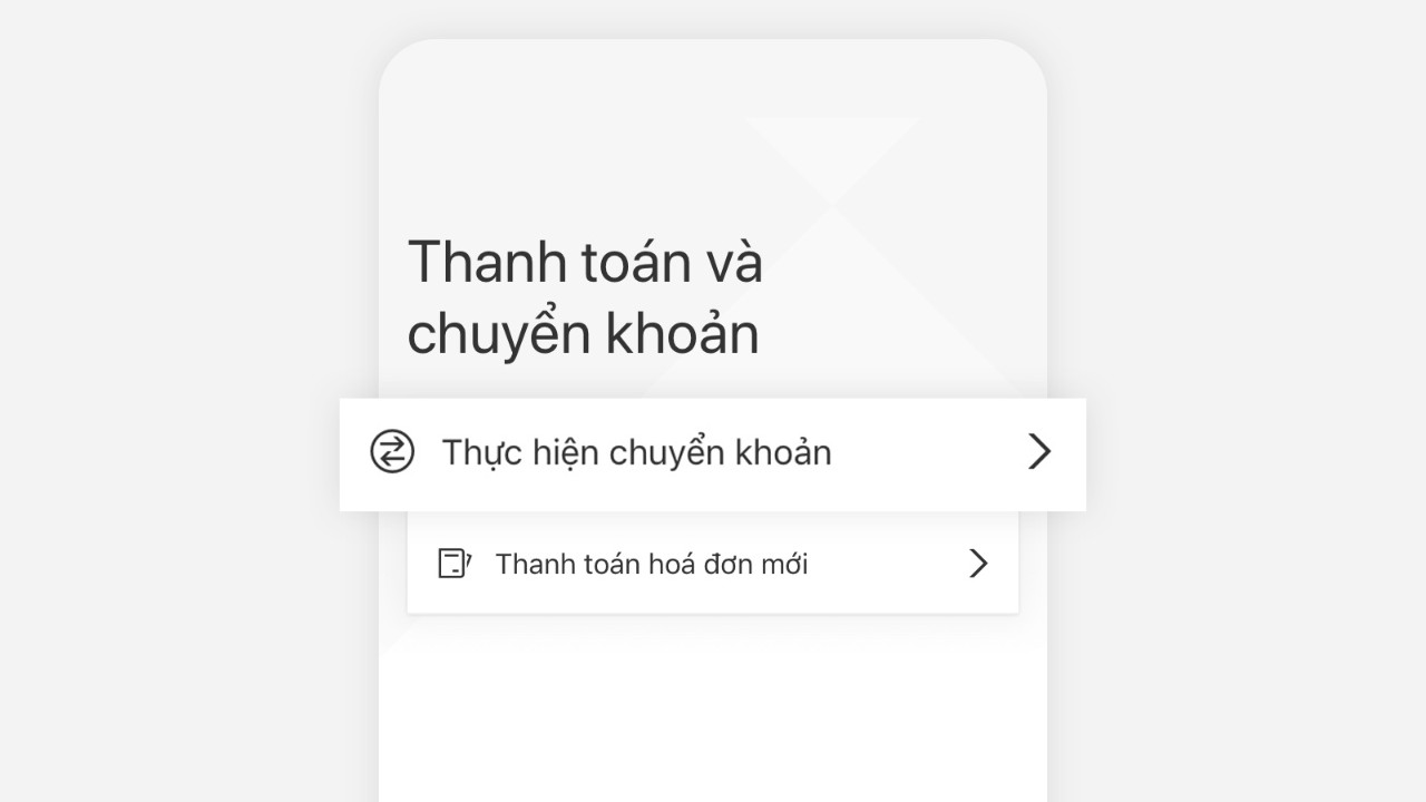 Thực hiện chuyển khoản