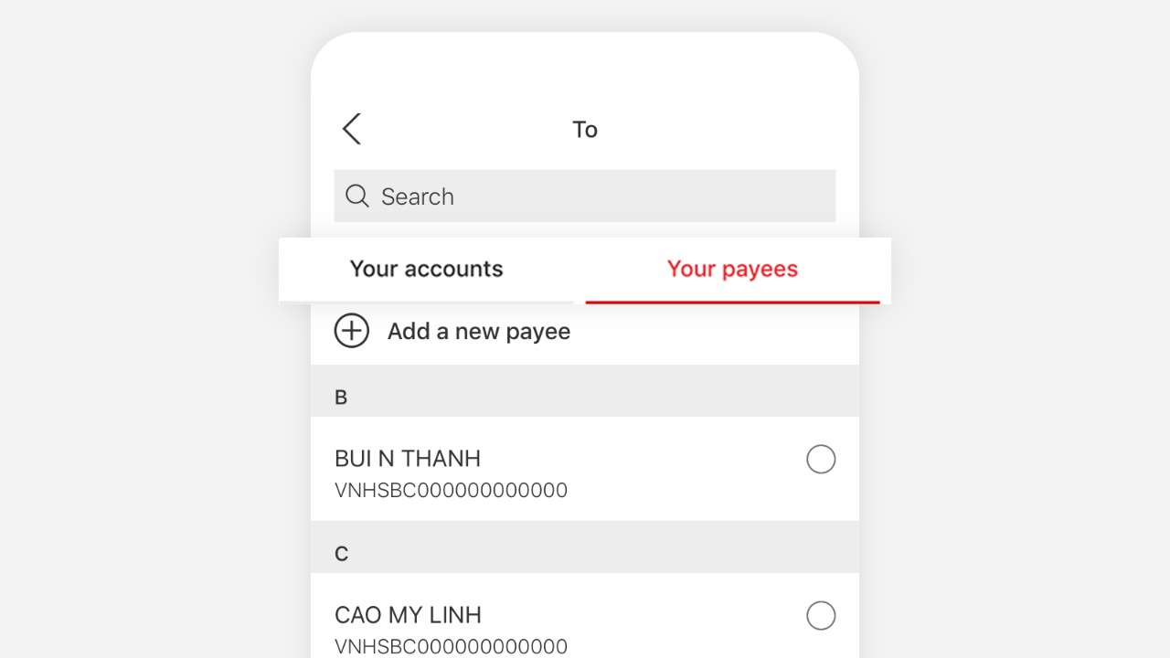 Add a new payee icon