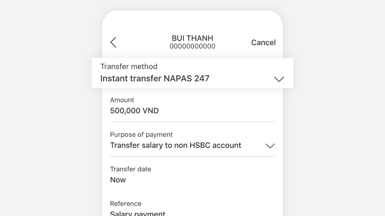 Select in Payment method field and select Instant transfer NAPAS 247